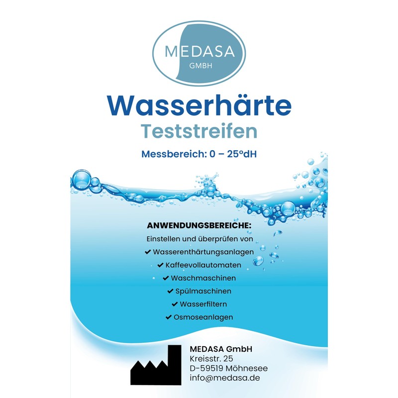 Medasa Water Hardness Test Strips Individually Packed and Sealed Result