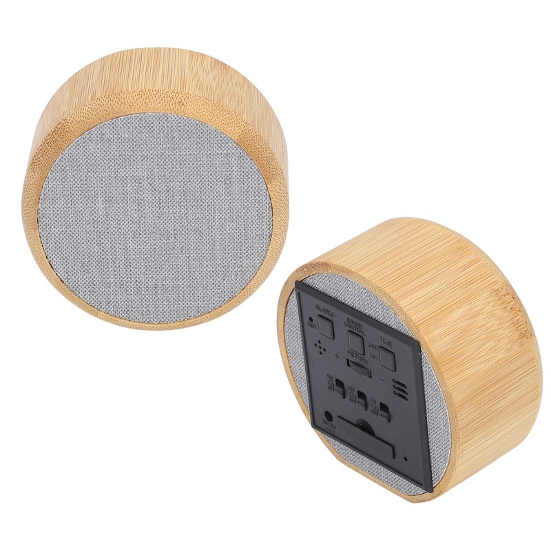 Digital Alarm Clock Round LED Voice Control Brightness Adjustable 12h