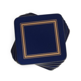 Pimpernel Classic Midnight Blue Coasters - Set of 6, Heat & Stain Resistant Square Coasters with Durable Cork Backing - 4 Inch Drinkware Pads for Dining Table, Bar, Kitchen, Coffee Station