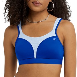 Champion Womens Spot Comfort Sports Bra, Max Support Sports Bra, High Impact Wireless Sports Bra, Surf The Web/Ocean Front Blue, 42C