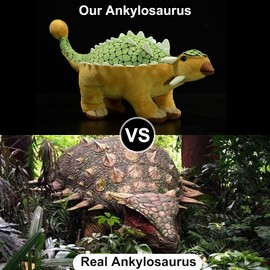 ZHONGXIN MADE Simulation Ankylosaurus Dinosaur Stuffed Plush Toy- 14inch Green Dinosaur Dragon Plushie, Figurines Dinosaur Stuffed Model Toys Soft, Gifts for Kids