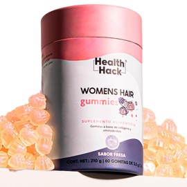 Health Hack Womens Hair Gomitas Ingredientes Cabello Piel Uñas 1140 Colágeno Iii Msm Cisteína Lisina Bambú Biotina Sabor Fresa Azúcar