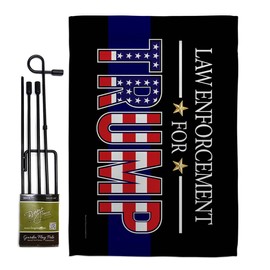 Law Enforcement for Trump Flag Garden Stake Patio Decor Home Yard Sign Wall Tapestry Porch Poster Rally Shooting 2024 President 47 MAGA Patriotic Outdoor Decorations Republican Gift Made In USA