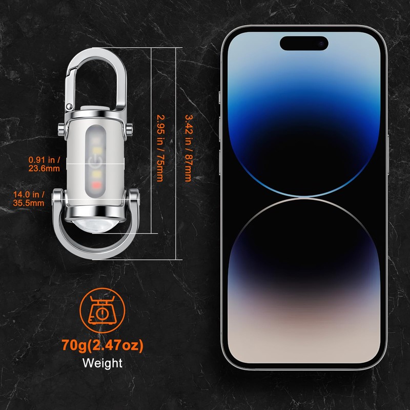 Ciwuzxs Keychain Flashlights Rechargeable, 800 Lumens EDC Mini Flashlights, COB