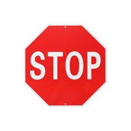 M METERXITY 1-Pack Stop Sign 12x12 Inch Aluminum Reflective Street Slow Warning Signs Rust Free Waterproof Stop Signs [White Letters On Red Background]