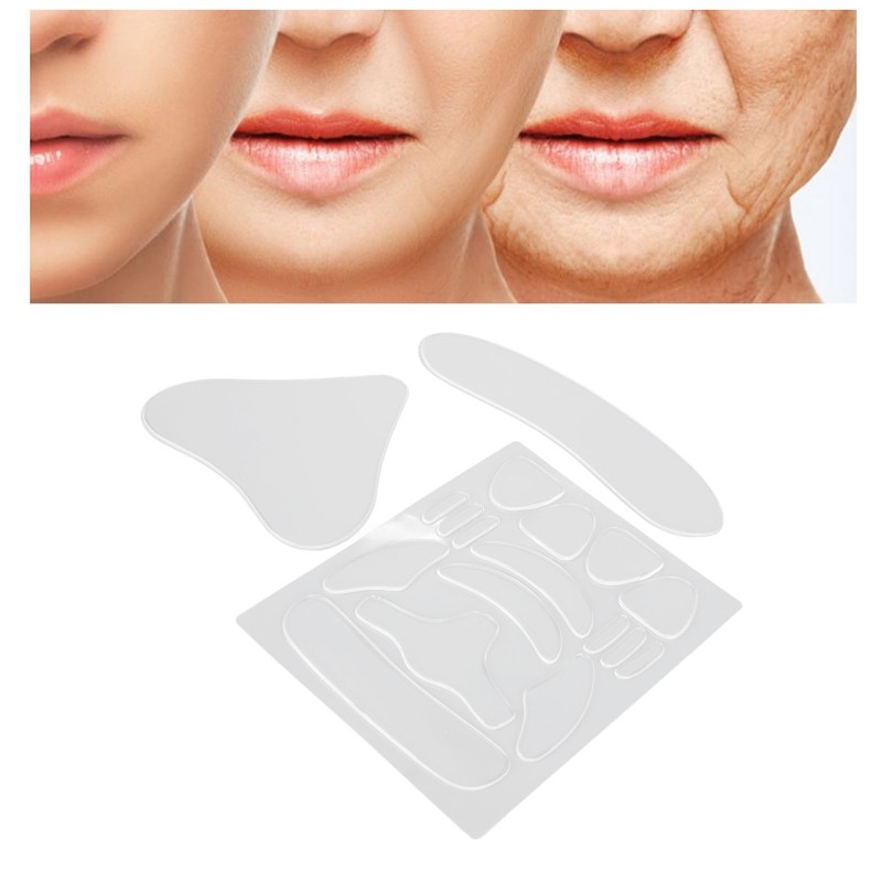 18pcs Reusable Wrinkle Pad Silicone Soft Portable Forehead Face Neck