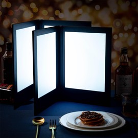 Yiyiring LED Menu Covers 8" x 10.5" LED Backlit Light Double Panel Menu Holder PU Leather Folder Fits Paper for Restaurant Hotel Club Bar Wine