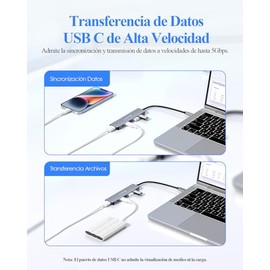 LENTION 6 en 1 Adaptador USB C a HDMI 4K60Hz, Puerto USB-C para Datos                                                                                 