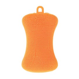 Silikonschwamm,Silikon Gericht Schwamm, Mehrzweck Küche Silikon Scrubber Schwamm zum Topf Pfanne Gericht Schüssel Obst Gemüse 1 Stück 2.83 Zoll orange