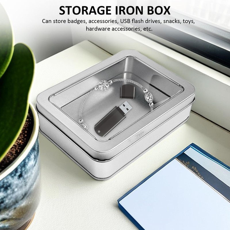 MEMOFYND 4 Pieces of Fully Open Window Empty Boxes, Tinplate