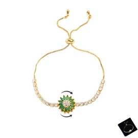 ABISIN Spinning Sunflower Fidget Bracelet for Women, Rotatable Anxiety Sun Flowe Bracelets Adjustable Rhinestone Sunflowers Statement Worry Relieving Jewelry Gift