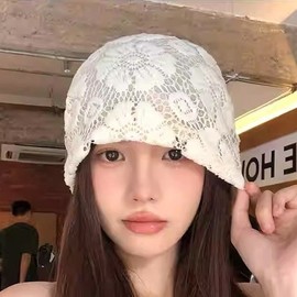 이루미 꽃무늬 니트 비니 두건 모자 Iruri Floral Pattern Knitted Beanie Headscarf Hat