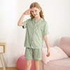 Miyanuby Girls Boys Pyjamas Set Button-up Silk Satin Pajamas Sleepwear