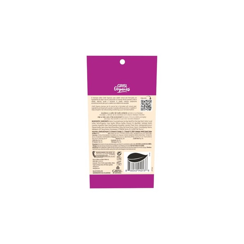 Shampoo Sólido de Lavanda para Cabello Normal, 75gr