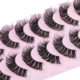 Eyelashes Russian Strip Lashes D Curl Fluffy Wispy Natural Cat Eye False Lashes Look like Eyelash Extensions 10 Pairs by Yawamica