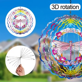 Dragonfly Metal Wind Spinners,Dragonfly Gifts for Women Mom Grandma Wife, Hanging Wind Spinner for Outdoor & Indoor Decorations Stainless Steel Reflective Wind Spinners Outdoor Garden Decor