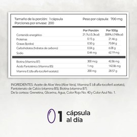 Biotina  Pantenol, Vitamina E  200 Softgels  Maklen Sabor Sin sabor