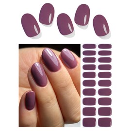 Semi Cured Gel Nail Strips, 20pcs Gel Nail Stickers UV, Semi Cured Gel Nail Wraps for Home Nails DIY (Jelly Plum)