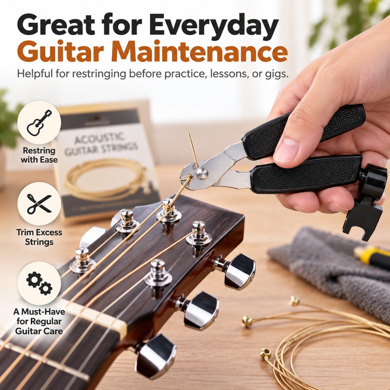 3-in-1 Guitar String Winder Tool for Restringing – Peg Winder,