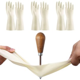 VFENHIR Dishwashing Gloves,Cleaning Gloves,Kitchen Gloves for Washing Dishes,Long Service Life,Cream White,3 Pairs (S)