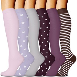 6 Pairs Compression Socks for Women & Men Knee High Socks for Sports, Nurses, Travel, Athletic