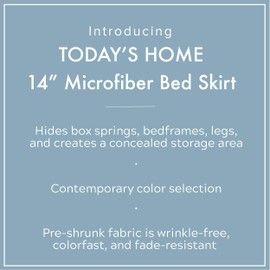 TODAY'S HOME Classic Tailored, Microfiber, 14" Drop Length Bed Skirt Dust Ruffle, King, Black