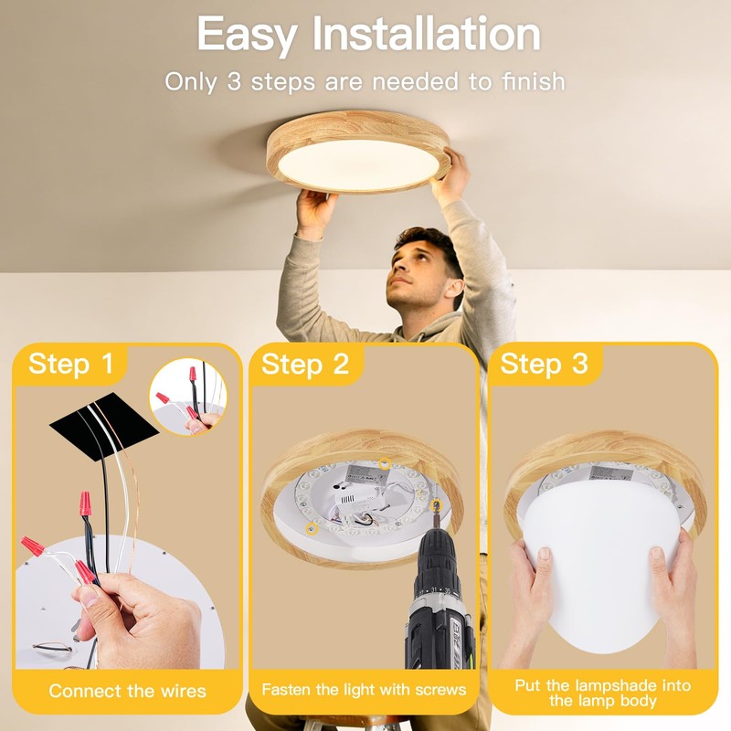 Modern Flush Mount Ceiling Light 11.8 Inch, LED Ceiling Light