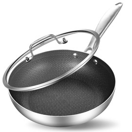 Inqibee 8 Inch Hybrid Tri-Ply Stainless Steel Sauté Pan with Lid,Non-stick Frying Pan,Skillet,Induction Chef's Pan,Heavy Duty and Oven Safe,Riveted Handle.
