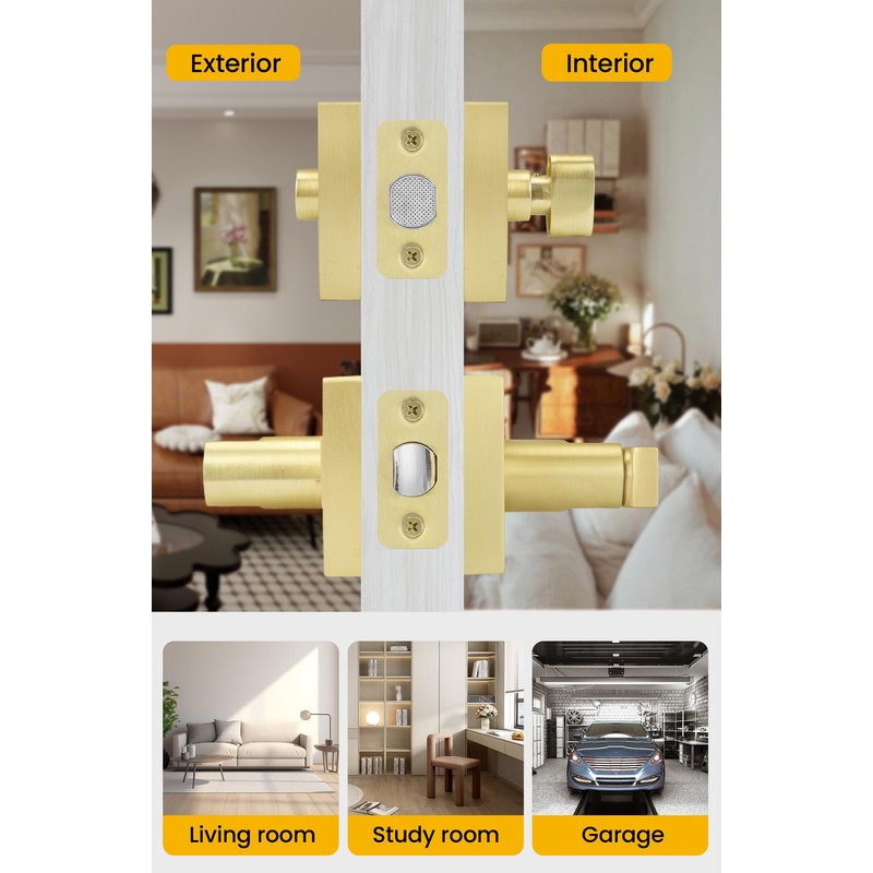 Goldenwarm Gold Exterior Door Lock Set with Deadbolt, Zinc Alloy