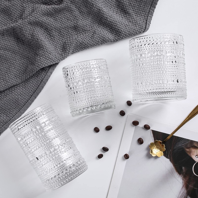 Amzcku Vintage Drinking Glass Set of 6 Kitchen Glasses Cup（13