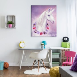 Stupell Industries Unicorn Flower Lei Necklace Purple Pink Fantasy, Design by Ziwei Li