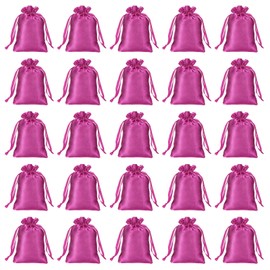 PATIKIL Satin Bags with Drawstring, 30 Pack 6x8 Inch Wedding Favor Bags Mini Gift Packaging Bags for Birthday Christmas Jewelry Party, Rose Red