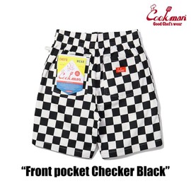 Cookman Chef Pants, Front Pockets, Half Pants, Men's, Women's, Chef's Pan, Ripstop, Black, Olive Peanuts, Hickory, Paisley, Leopard Print, Big Bear, checkered black, M
