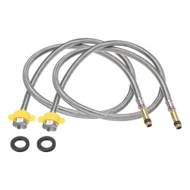 sourcing map 2Pcs 39" Faucet Supply Lines Connector Stainless Steel Braided Long Faucet Connector G1/2 Female Compression Thread x M10 Male Connector for Kitchen Sink Bathroom (Silver)
