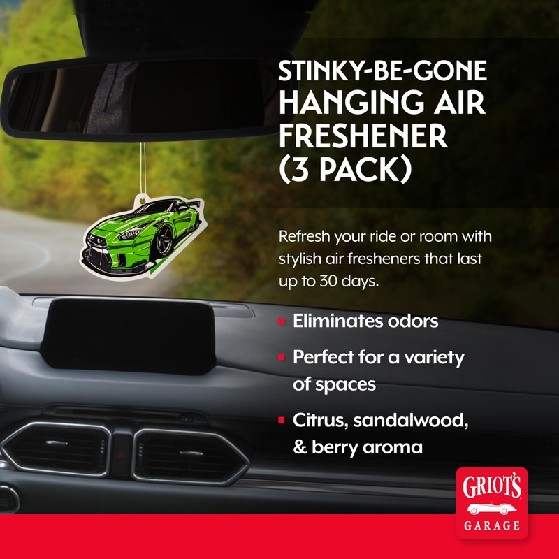 Griot's Garage Stinky-Be-Gone Hanging Air Freshener, Odor Remover, Car Scent