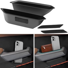 DWKJMYCP 2PCS Front Door Handle Storage Box for Ford Bronco 2021 2022 2023 2024 Accessories Phone Holder Door Grab Pocket Storage Organizer ABS Plastic, Black Mat, Not for Sport