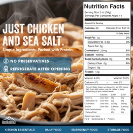 MOUNTAIN ESSENTIALS Fully Cooked Canned Chicken 28 Oz – White Meat for Daily Meals, Camping & Emergency Food – Great for Snack, Lunch, Dinner Recipes – 5-Year Shelf Life – Made in USA – Pack of 1