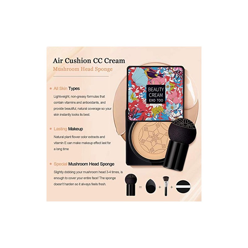 Nuibo Air Cushion Base Maquillaje Hidratante Líquida Larga Duración Dos