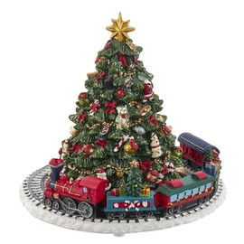 Kurt S. Adler Árbol de Navidad con Caja de música de Tren Giratorio, 6 Pulgadas, Multicolor