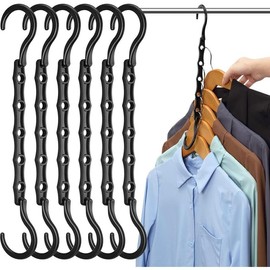 6 Pack Closet Organizers & Storage, Space Saving for Clothes,  Hanger Organizer for Multipurpose, Dorm Room Essentials - Color: Black, Size: 6 Pack