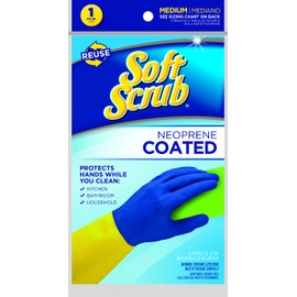 Soft Scrub Neoprene Coated, Reusable Latex Household Glove Large