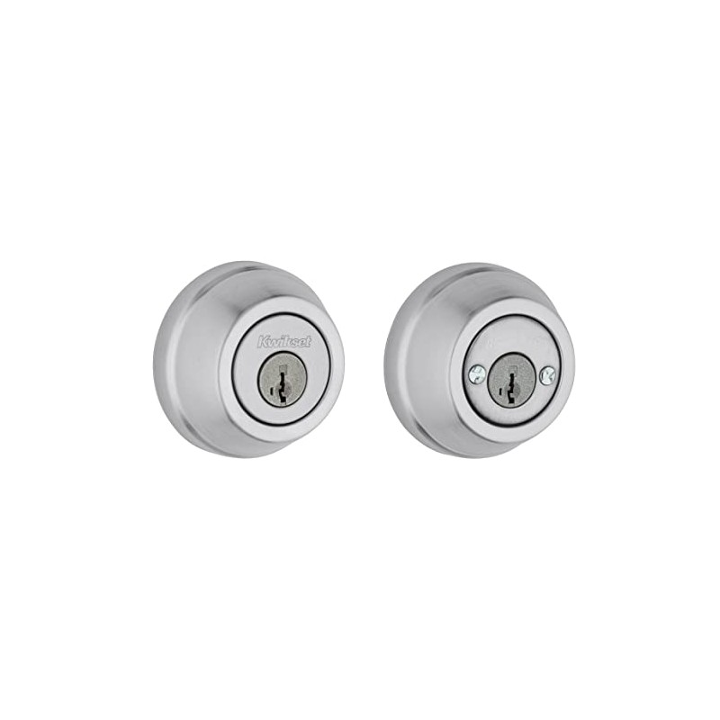 Kwikset Gatelatch Deadbolt Lock, Satin Chrome Round Keyed on Exterior