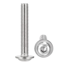 sourcing map Flanged Button Head Socket Cap Screws, M6*40mm Hex Socket Drive Screw, 304 Stainless Steel Fasteners Bolts, Fully Threaded Machine Screw 20Pcs