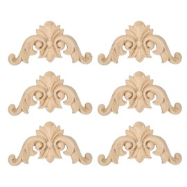 sourcing map 6Pcs Wood Carved Appliques, Unpainted Carving Decals for Bed Door Cabinet Dresser Wardrobe Furniture Decoration DIY (5x5cm/1.97x1.97)
