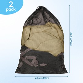 CNDNO 2 Pcs Mesh Laundry Bags, 24x35 Inches Large Mesh Laundry Bag with Drawstring, Large Laundry Drawstring Bag for Travel, Home, College and Apartment