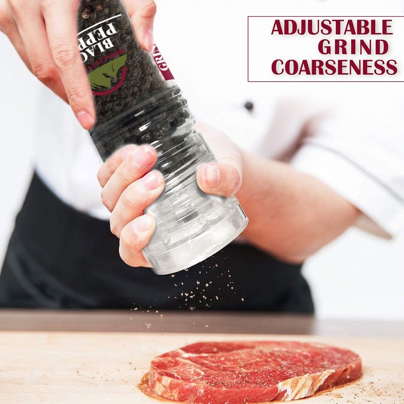 Himalayan Chef Pink Salt and Black Pepper Grinder with Stainless