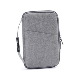 Andiker Passport Holder Travel Wallet, Canvas Passport Wallet Portable Family Passport Holder Waterproof Travel Wallet for Passports Cards Tickets (Grey)