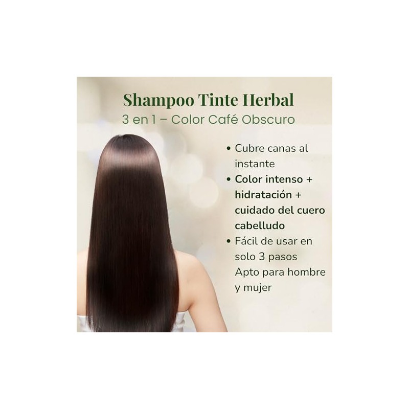 Shampoo para Pintar Canas, Shampoo Tinte Café Obscuro 3 en