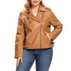S P Y M Womens Faux Leather Jacket, Double Zip
