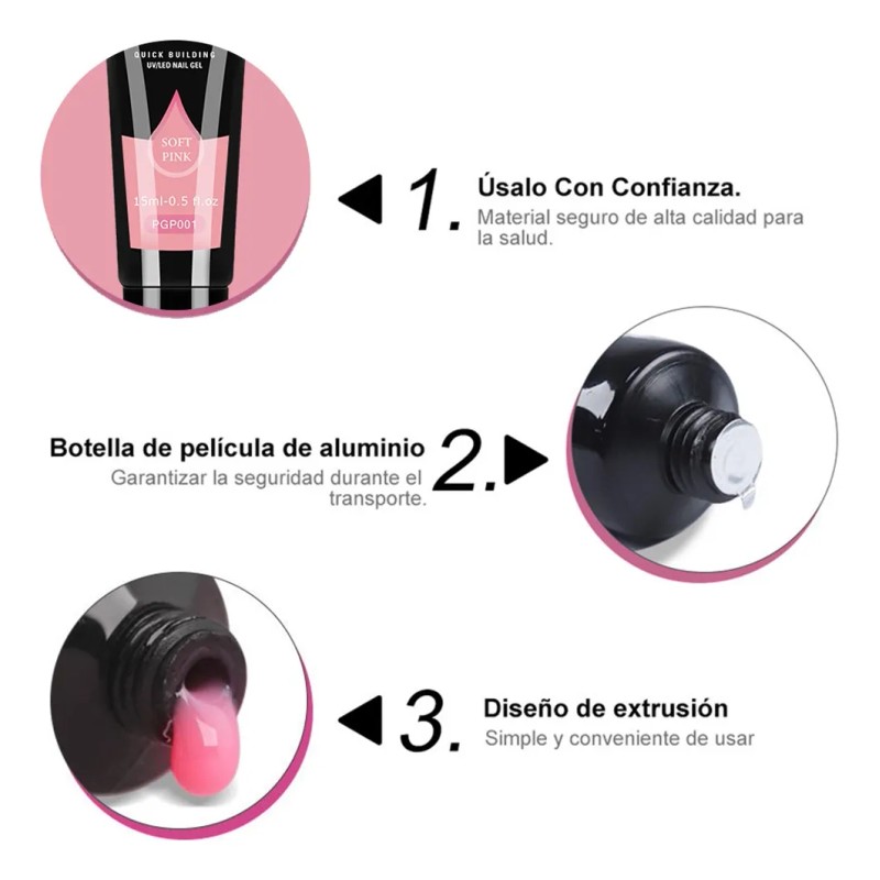 Acrigel Acrílico Polygel Acrilicas De 17 Pzas Para Kit Uñas